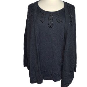 Maggie Barnes 2x Black Shimmer shell/ cardi set 22-24